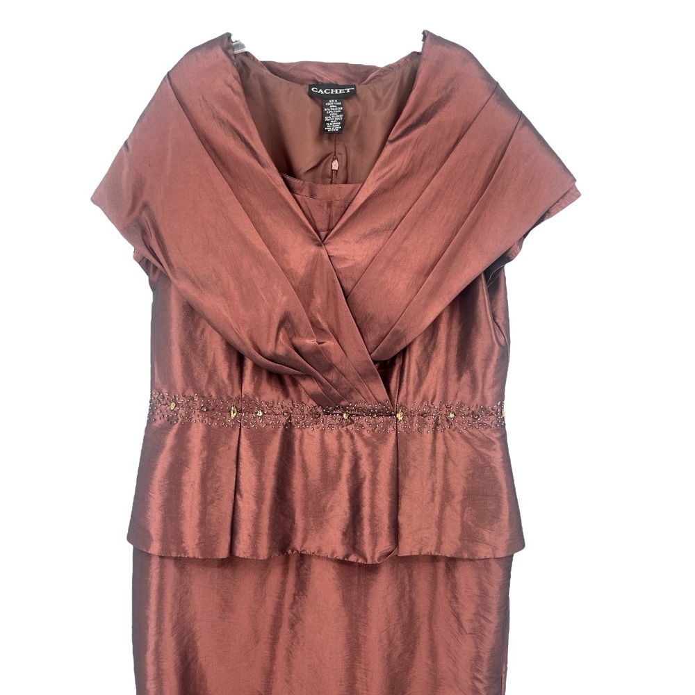 Cachet, Maxi Brown garnet crystals, special occasion formal dress size 18